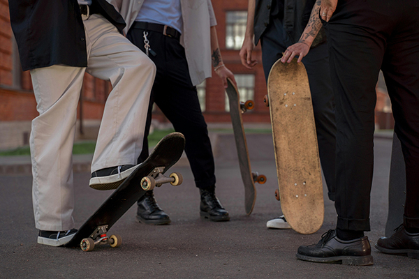 Kids on skateboards